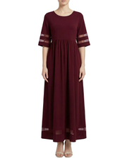 Damen Midikleid mit Rundhalsausschnitt und halblangen Ärmeln