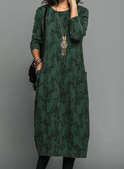 Midikleid für Damen mit langen Ärmeln und Taschen