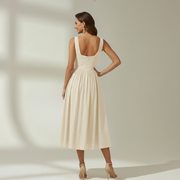 Damen Midikleid mit tiefem V-Ausschnitt und ärmellosem Oberteil