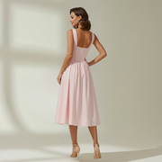 Damen Midikleid mit tiefem V-Ausschnitt und ärmellosem Oberteil