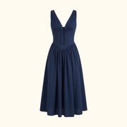 Damen Midikleid mit tiefem V-Ausschnitt und ärmellosem Oberteil