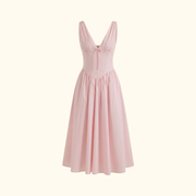 Damen Midikleid mit tiefem V-Ausschnitt und ärmellosem Oberteil