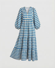 Damen Midikleid mit V-Ausschnitt und gestufter Struktur