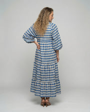 Damen Midikleid mit V-Ausschnitt und gestufter Struktur