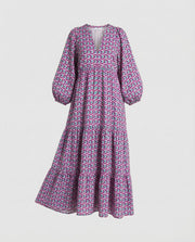 Damen Midikleid mit V-Ausschnitt und gestufter Struktur