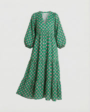 Damen Midikleid mit V-Ausschnitt und gestufter Struktur