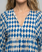 Damen Midikleid mit V-Ausschnitt und gestufter Struktur