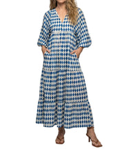 Damen Midikleid mit V-Ausschnitt und gestufter Struktur