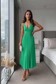 Damen Midikleid ohne Ärmel mit V-Ausschnitt und Taillenausschnitten
