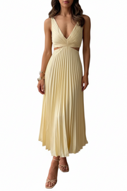 Damen Midikleid ohne Ärmel mit V-Ausschnitt und Taillenausschnitten