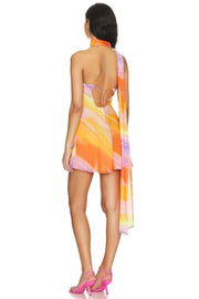 Damen Minikleid in Halfter Form mit Sonnenuntergangsfarben