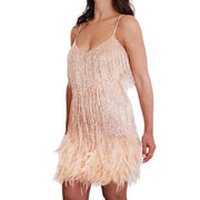 Damen Minikleid mit Fransen und Paillettenbesatz
