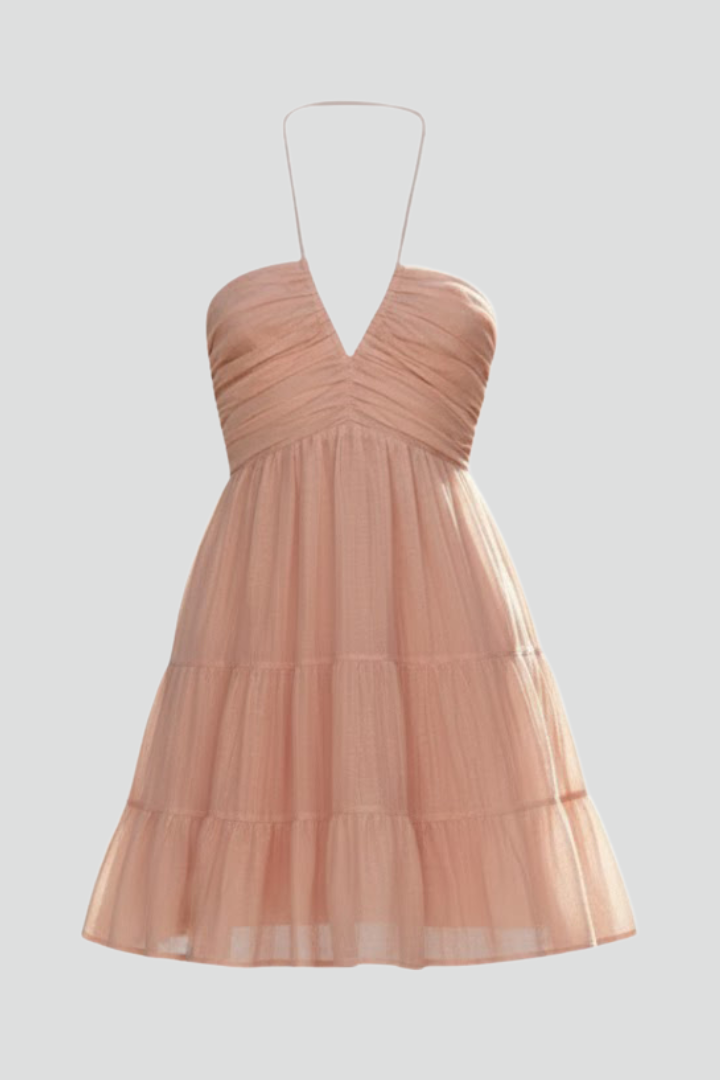 Damen Minikleid mit Halterträgern und Mehrstufigem Rockaufbau