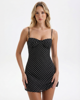 Damen Minikleid mit Punktmuster und schmalen Trägern