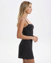 Damen Minikleid mit Punktmuster und schmalen Trägern