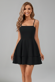 Damen Minikleid mit Spaghettiträgern und Doppelstufigem Rock