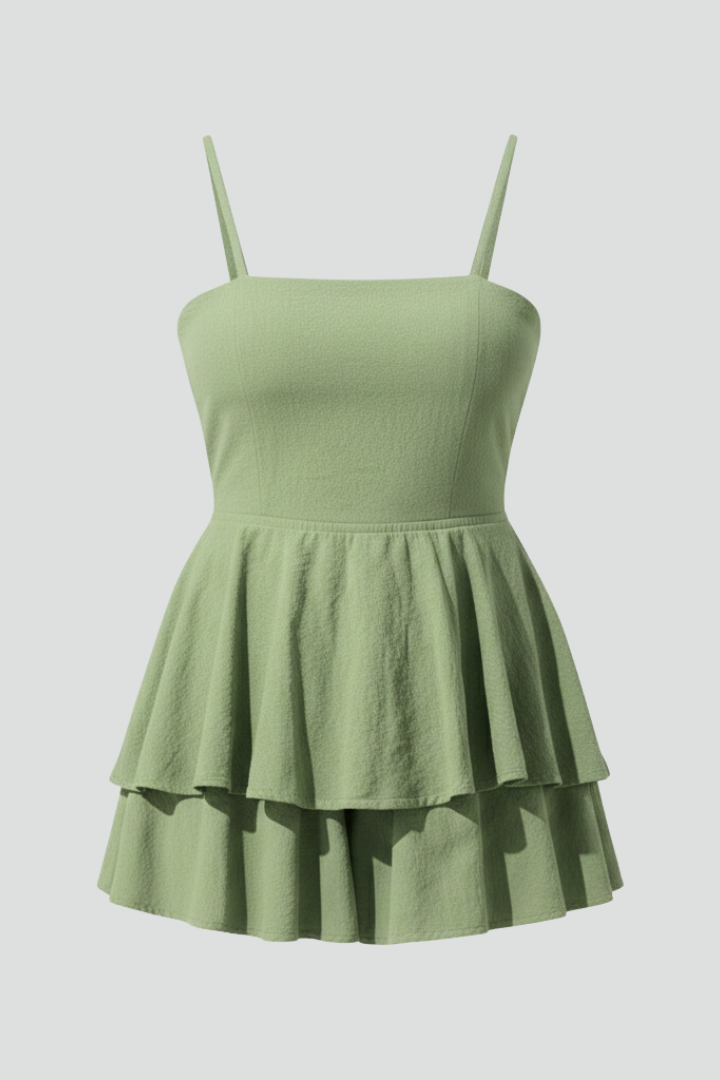 Damen Minikleid mit Spaghettiträgern und Doppelstufigem Rock