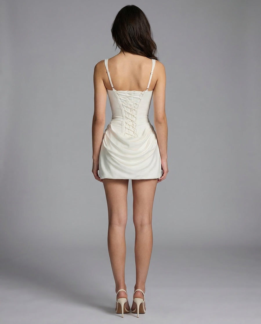 Damen Minikleid mit strukturiertem Korsettoberteil und Trägern
