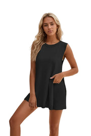 Damen Minikleid ohne Ärmel mit Rundhalsausschnitt