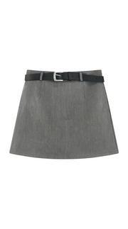 Damen Minirock mit hohem Bund, Gürtelschlaufen und geradem Saum