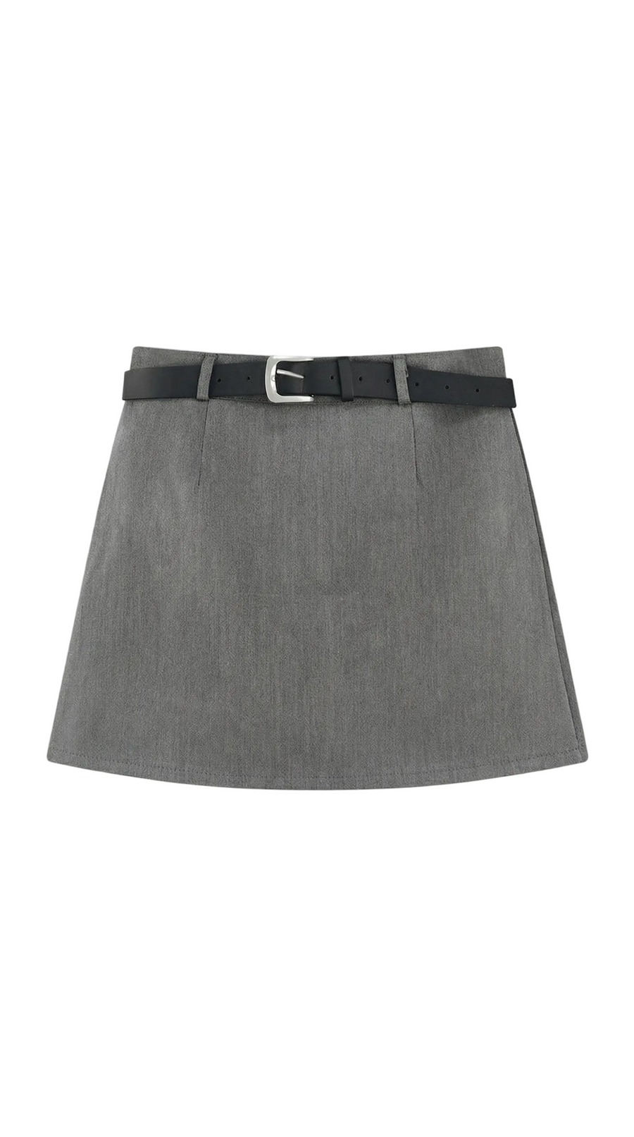 Damen Minirock mit hohem Bund, Gürtelschlaufen und geradem Saum