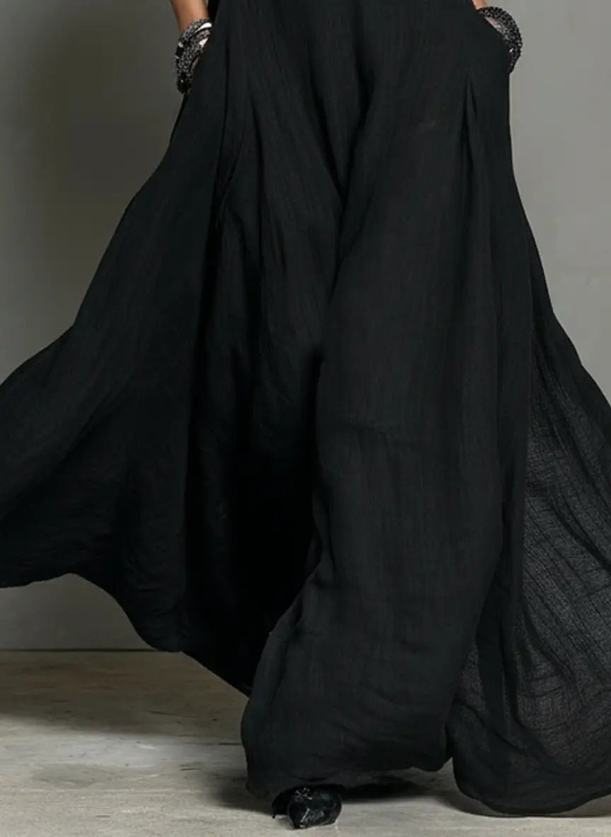 Mia | Damen Neckholder Leinen Maxi Kleid Ärmellos