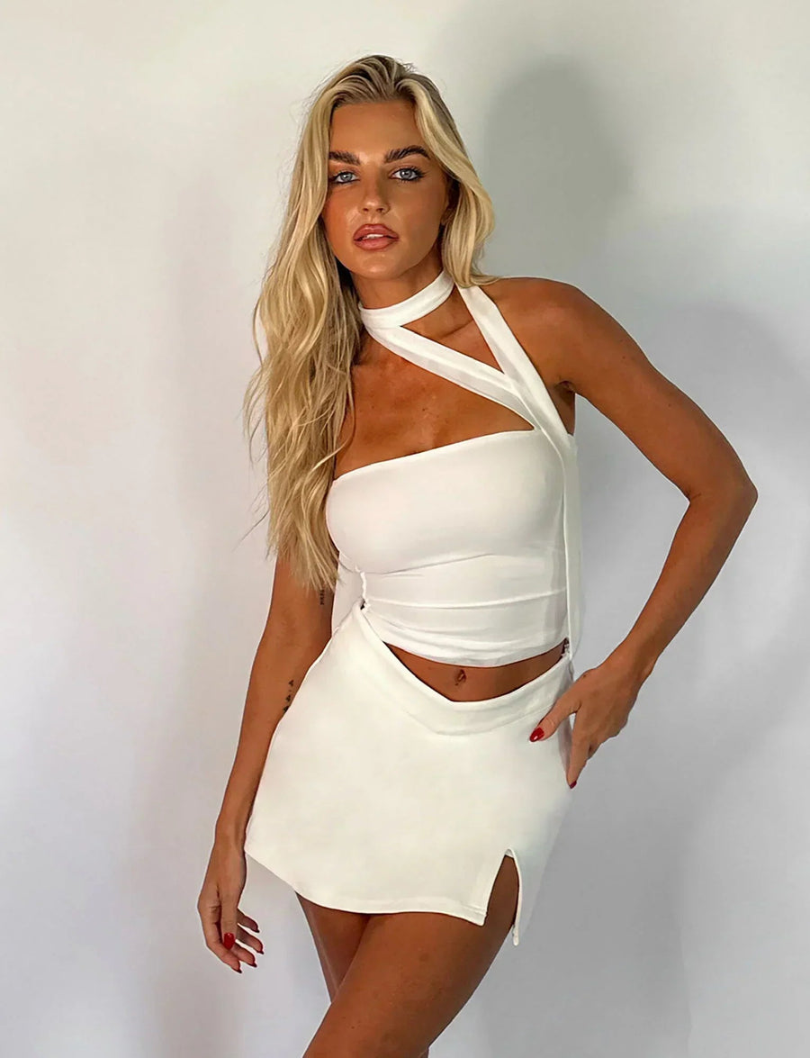 Damen-Oberteil mit asymmetrischem Halsband und One-Shoulder-Design