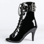 Damen Offene Ankle-Boots mit Schnürung, Riemen und Absatz