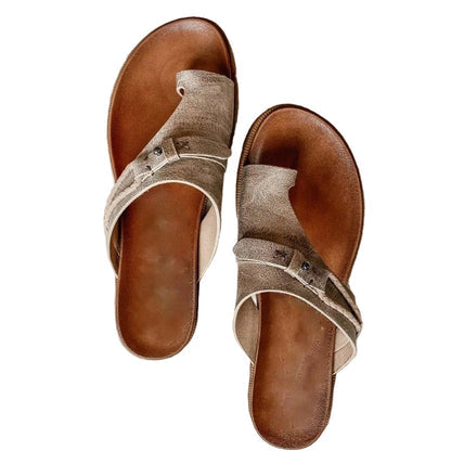 Damen Offene Slide-Sandalen mit Doppelriemen und Schnallendetails