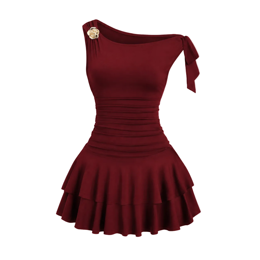 Damen One-Shoulder Minikleid mit Rüschen