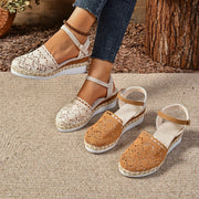 Amelie | Damen Orthopädische Sandalen Häkel-Design Verstellbar