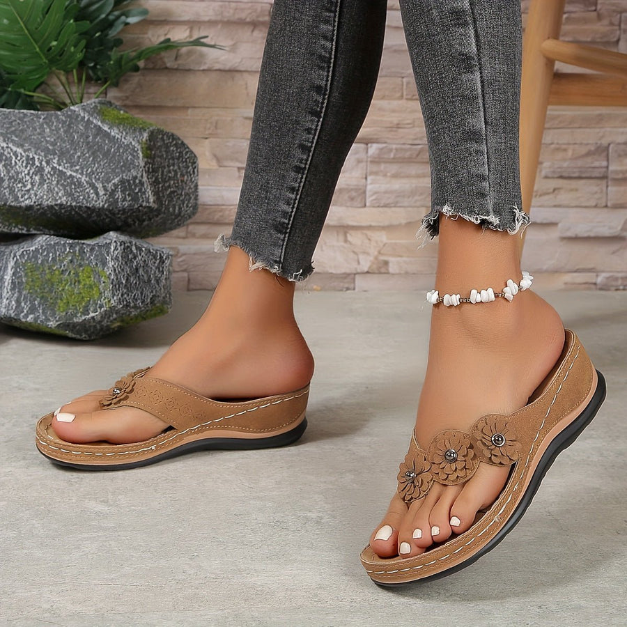 Johanna | Damen Orthopädische Slip-On Sandalen Blumenverzierung