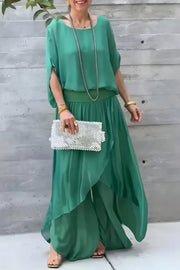 Damen Set mit weitem Oberteil und asymmetrischer Hose