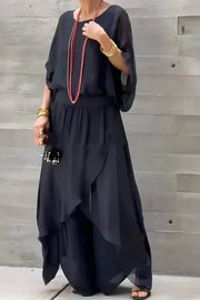 Damen Set mit weitem Oberteil und asymmetrischer Hose