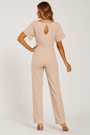 Damen Overall mit Krawatten Gürtel und weitem Bein