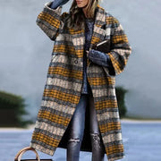 Damen Oversize Mantel mit Karomuster und Knopfverschluss