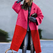 Damen Oversize Mantel mit Karomuster und Knopfverschluss