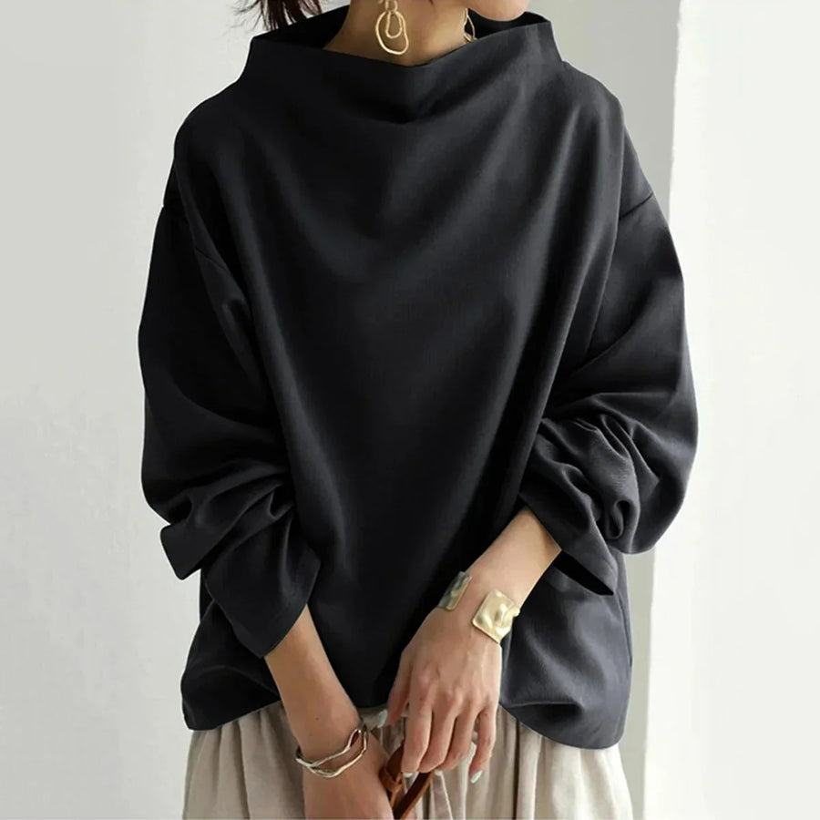 Damen Oversize Rollkragenpullover Schwarz