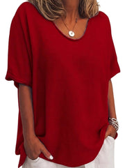 Damen-Oversized-T-Shirt mit V-Ausschnitt und kurzen Ärmeln