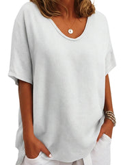 Damen-Oversized-T-Shirt mit V-Ausschnitt und kurzen Ärmeln
