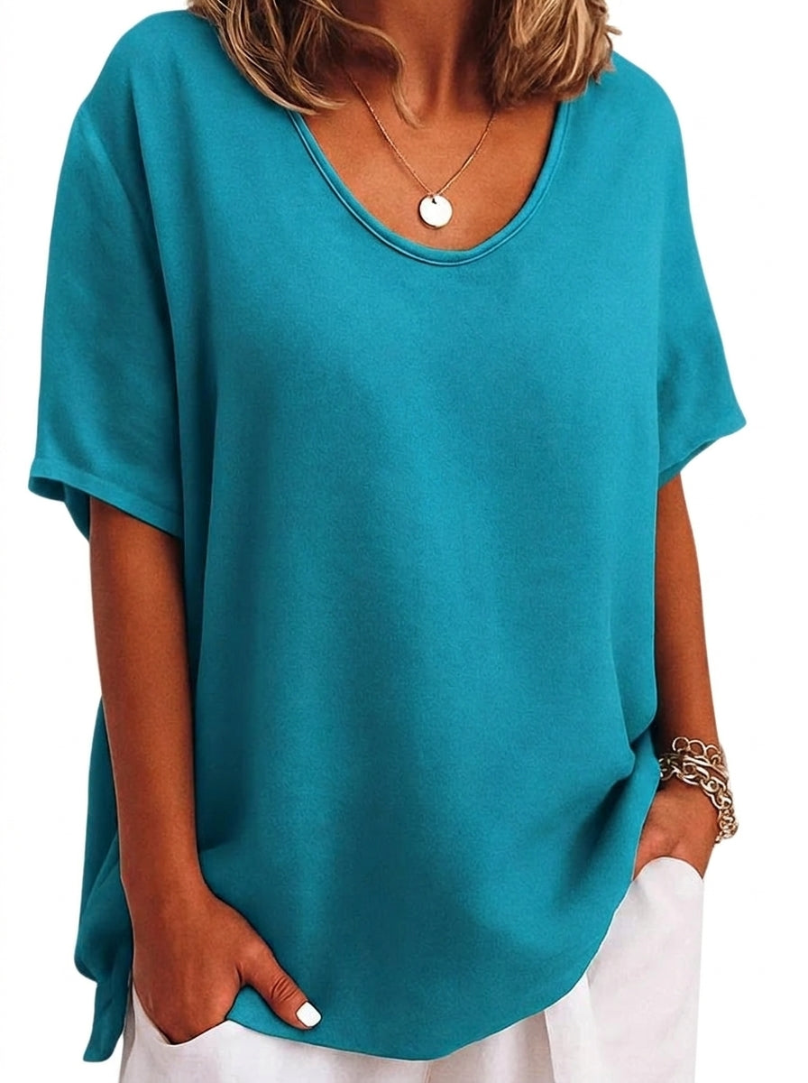 Damen-Oversized-T-Shirt mit V-Ausschnitt und kurzen Ärmeln