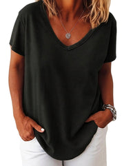 Damen-Oversized-T-Shirt mit V-Ausschnitt und kurzen Ärmeln