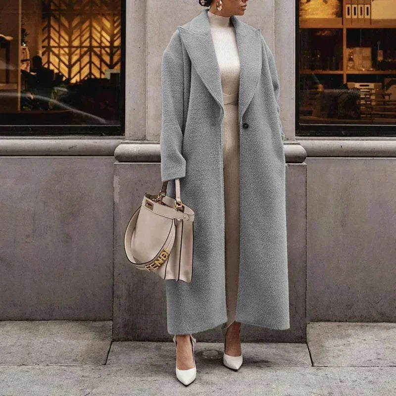 Damen Oversized Mantel mit Reverskragen und Taschen