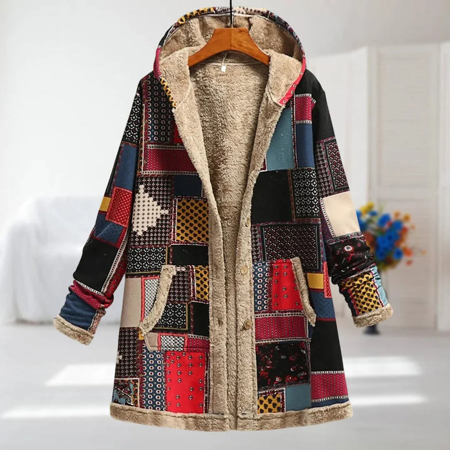 Damen Fleecejacke mit Blumenmuster und weichem Futter