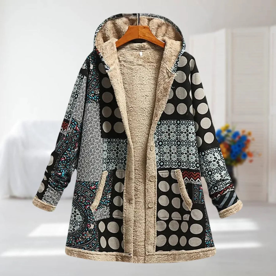 Damen Fleecejacke mit Blumenmuster und weichem Futter