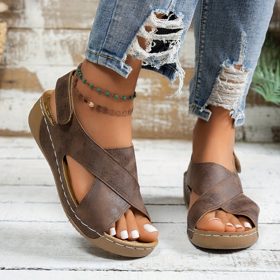 Frieda | Damen Plateau Sandalen Crossover Riemen Komfort
