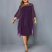 Mia | Damen Plus Size Midi Kleid mit Spitze und fließendem Schnitt