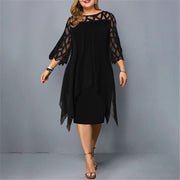 Mia | Damen Plus Size Midi Kleid mit Spitze und fließendem Schnitt