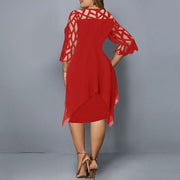 Mia | Damen Plus Size Midi Kleid mit Spitze und fließendem Schnitt