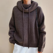 Damen hoodie mit Rollkragen und Kordeldetails